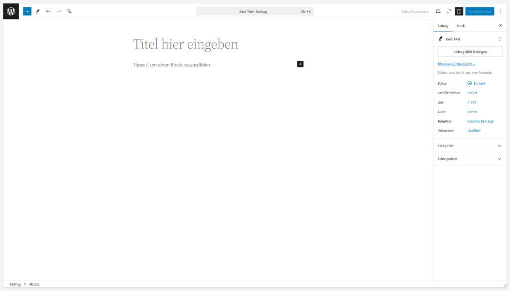 WordPress Gutenberg Editor für Beiträge